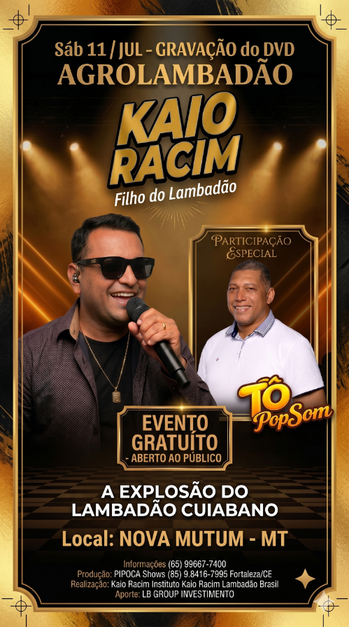 GRAVAÇÃO DVD AGROLAMBADÃO - Cantor Kaio Racim, Filho do Lambadão, Afilhado do Piseiro - NOVA MUTUM MT